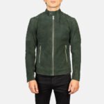 Fernando Quilted Green Suede Biker Jacket - Image 4