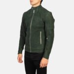 Fernando Quilted Green Suede Biker Jacket - Image 2