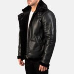 Francis B-3 Black Leather Bomber Jacket - Image 2