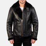 Francis B-3 Black Leather Bomber Jacket - Image 4