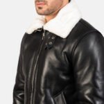 Francis B-3 Black & White Leather Bomber Jacket - Image 6