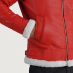 Francis B-3 Red Leather Bomber Jacket - Image 6