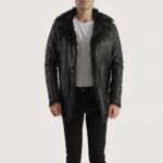 Furcliff Black Leather Coat - Image 3