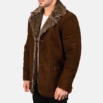 Furlong Brown Suede Leather Coat - Image 2