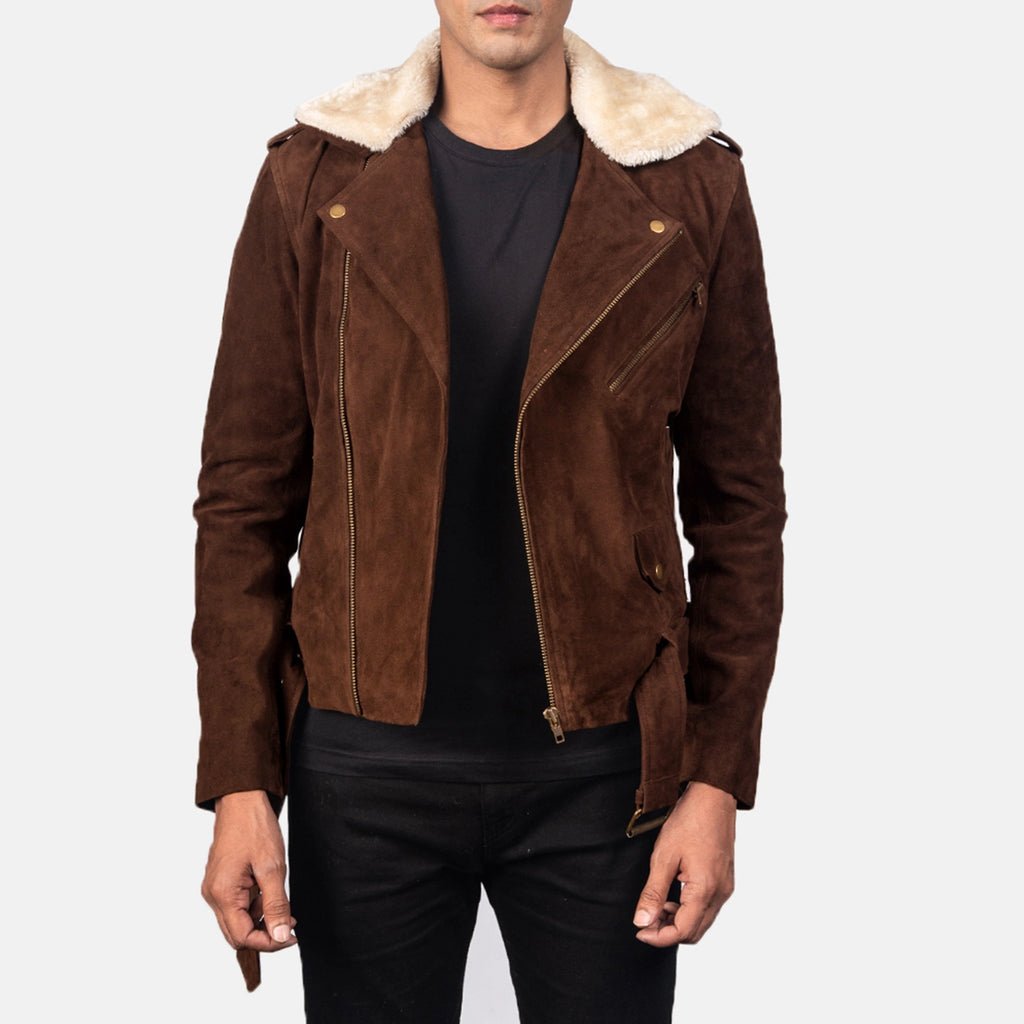 Men_s_Furton_Mocha_Suede_Biker_Jacket_Open_Front_1024x1024.jpg Furton Mocha Suede Biker Jacket - Image 1