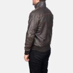 Glen Street Brown Leather Bomber Jacket - Image 5