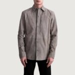 Haven Grey Suede Leather Shirt - Image 3