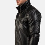 Hudson Black Leather Biker Jacket - Image 6