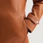 Infinity Tan Brown Leather Coat - Image 6