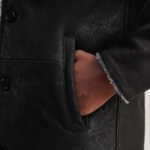 Kolby Distressed Black Leather Shearling Coat - Image 6