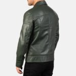 Lavendard Green Leather Biker Jacket - Image 6