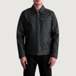 Lavendard Matte Black Leather Biker Jacket - Image 3