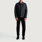 Lavendard Matte Black Leather Biker Jacket - Image 4