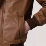 Lester Tan Leather Bomber Jacket - Image 6