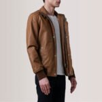 Lester Tan Leather Bomber Jacket - Image 3