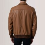Lester Tan Leather Bomber Jacket - Image 5