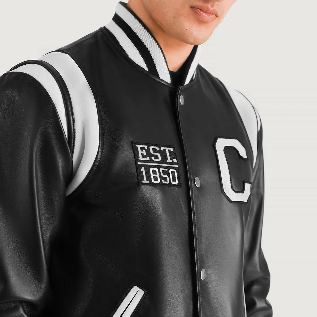 Liberte California Black Leather Varsity Jacket - Image 4