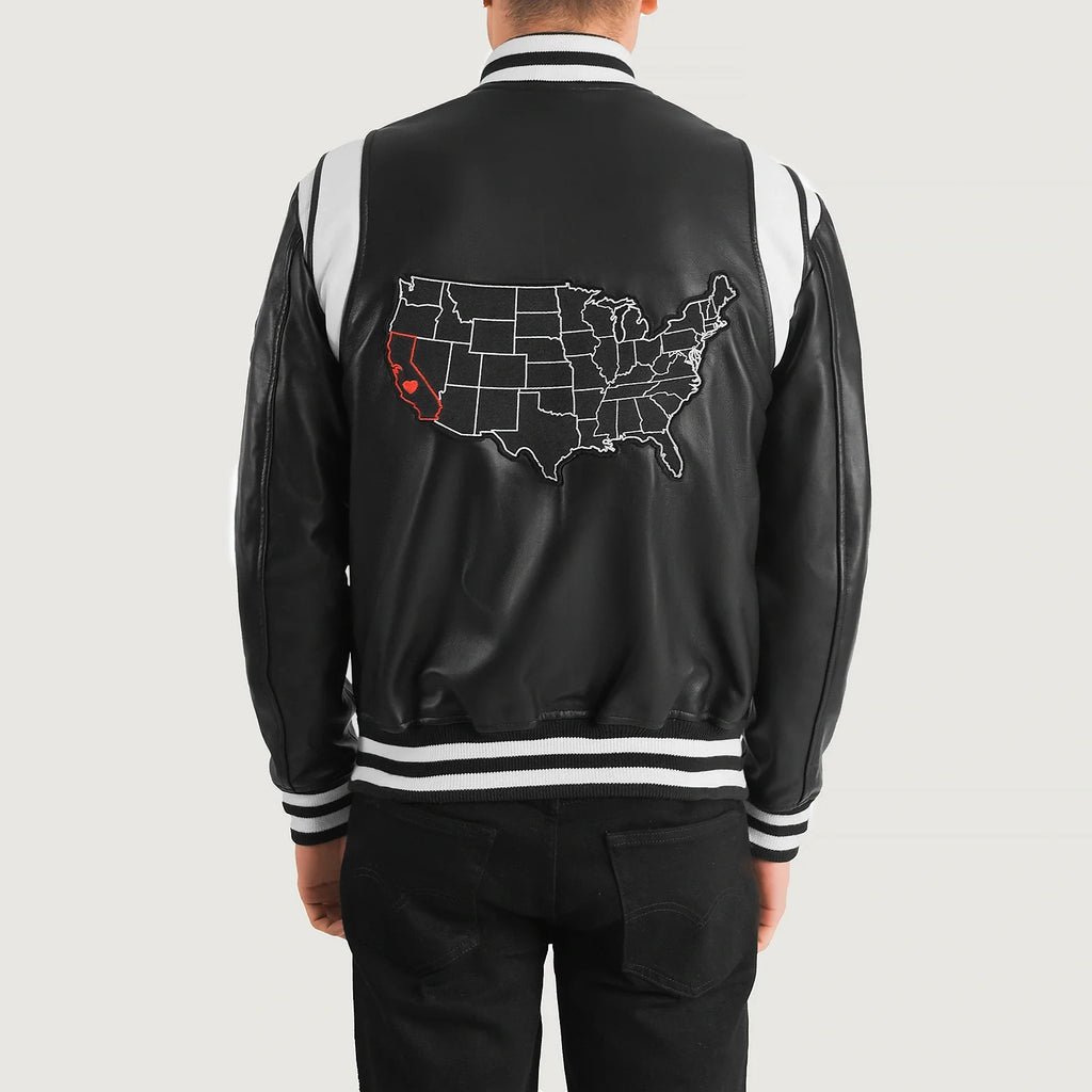 Liberte California Black Leather Varsity Jacket - Image 5