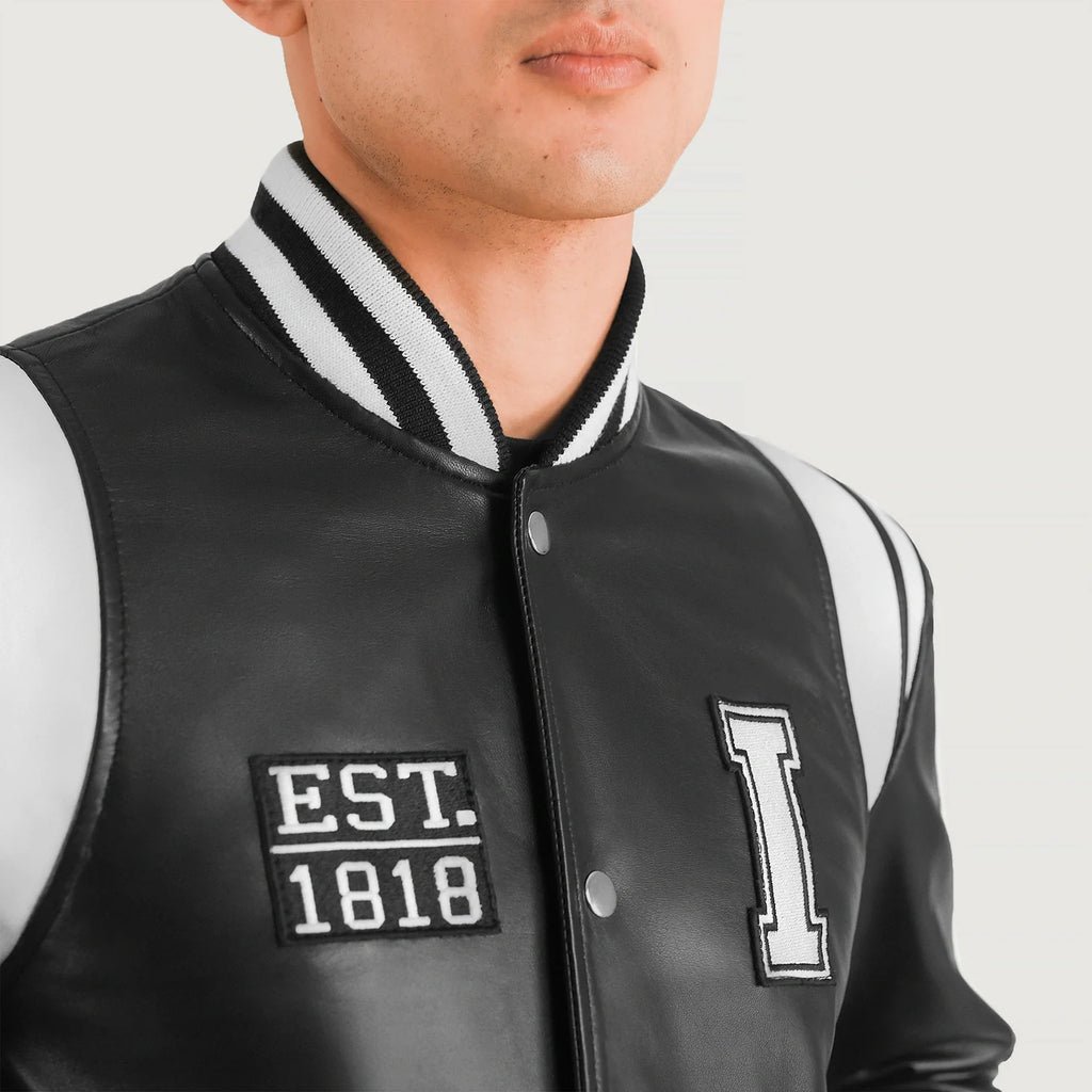 Liberte Illinois Black Leather Varsity Jacket - Image 4