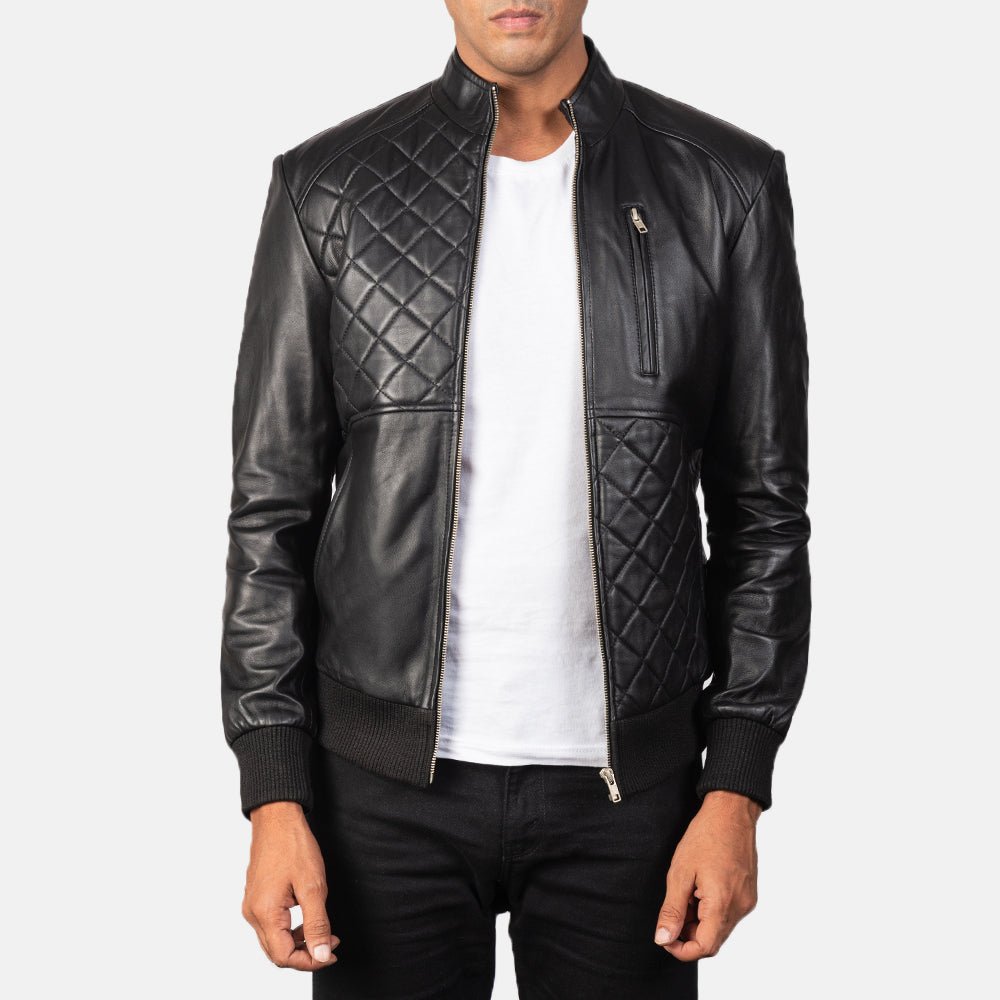 Men_s_Moda_Black_Leather_Bomber_Jacket6448_7a8f0cb4-d540-4d86-a2b6-d6fea55b2b67_1024x1024.jpg Moda Black Leather Bomber Jacket - Image 1