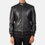 Moda Black Leather Bomber Jacket - Image 4