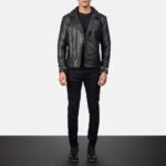 Raiden Black Leather Biker Jacket - Image 3