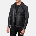 Raiden Black Leather Biker Jacket - Image 2