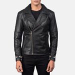 Raiden Black Leather Biker Jacket - Image 4