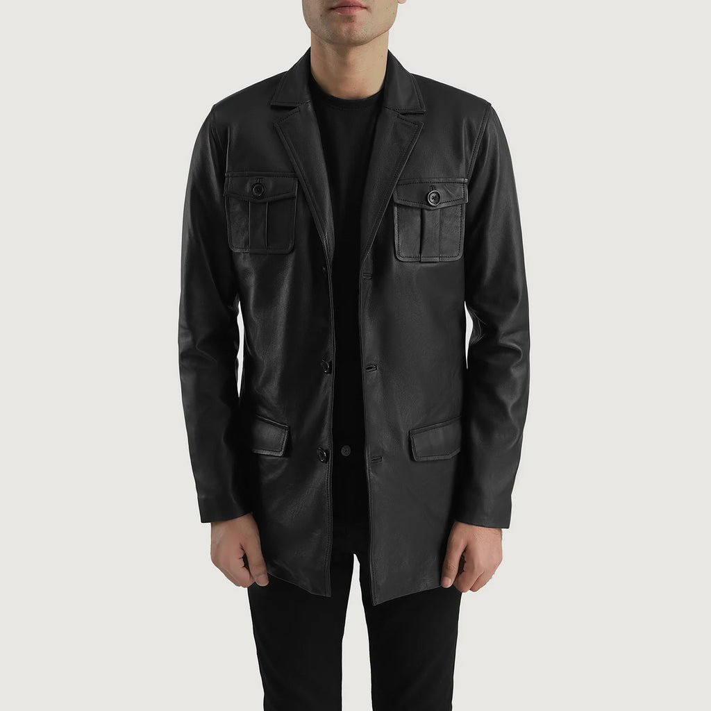 Ray Cutler Black Leather Blazer - Image 1