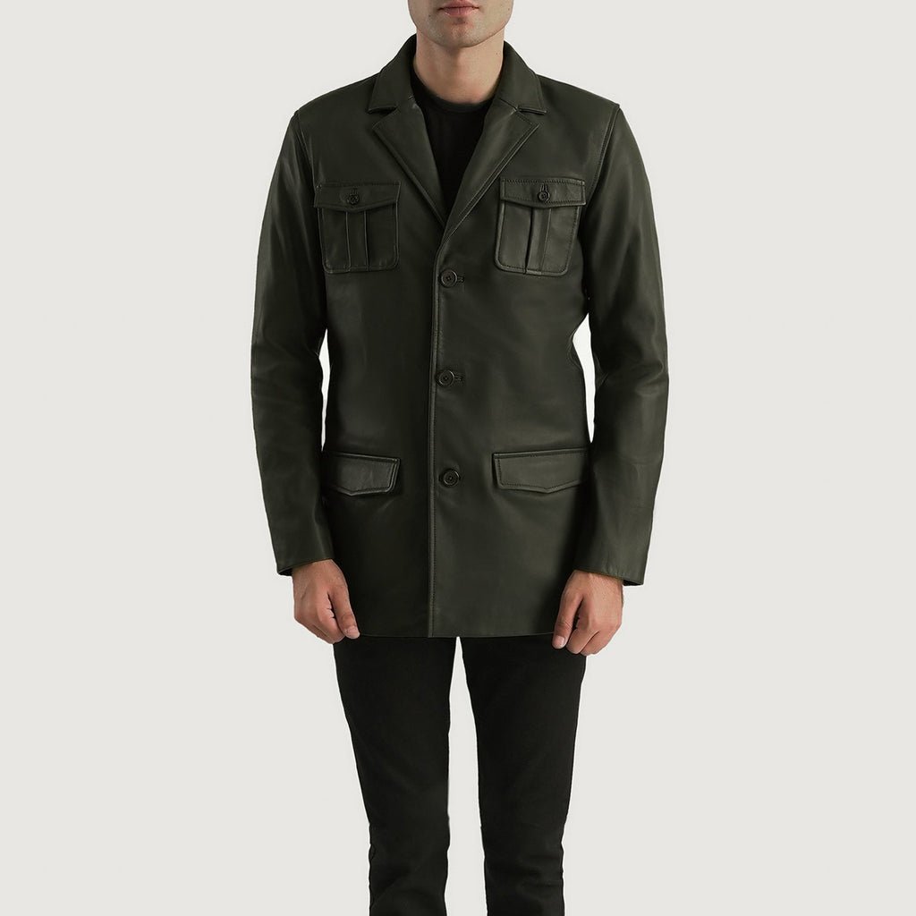 Ray Cutler Green Leather Blazer - Image 4