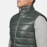 Reeves Green Leather Puffer Vest - Image 6