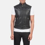 Roland Black Leather Biker Vest - Image 4