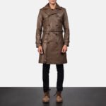 Royson Brown Leather Duster Coat - Image 6