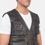 Safari Brown Leather Vest - Image 6