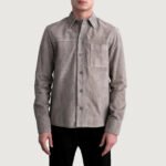 Scout Grey Suede Leather Shirt - Image 3