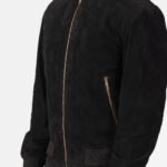 Shane Black Suede Bomber Jacket - Image 6