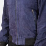 Shane Blue Suede Bomber Jacket - Image 6