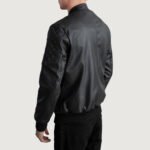 Sven Black Leather Bomber Jacket - Image 6