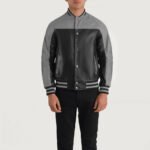 Terrance Black & Grey Leather Varsity Jacket - Image 4