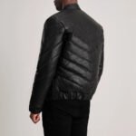 Travis Black Leather Puffer Jacket - Image 5