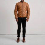 Travis Tan Leather Puffer Jacket - Image 3