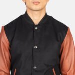 Vaxton Brown & Black Hybrid Varsity Jacket - Image 6