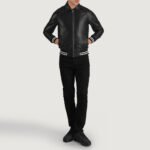 Walton Black Leather Varsity Jacket - Image 3