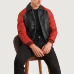 Walton Black & Red Leather Varsity Jacket - Image 3
