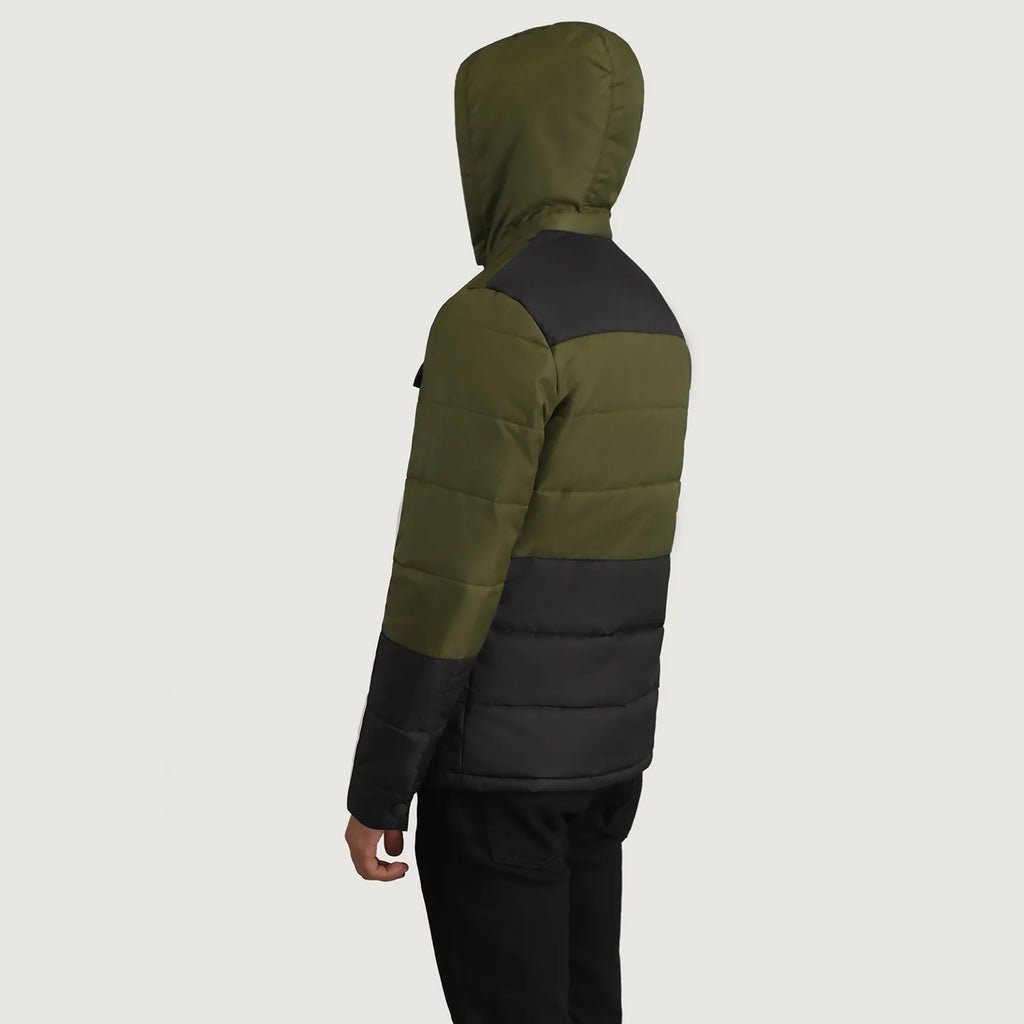 Wayne Black & Green Hooded Puffer Jacket - Image 5