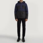 Wayne Black & Blue Hooded Puffer Jacket - Image 3
