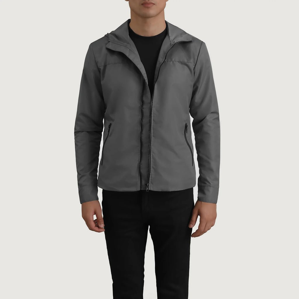 Wesley Grey Hooded Windbreaker Jacket - Image 1