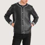 Willis Black Leather Varsity Jacket - Image 4