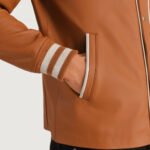 Willis Tan Brown Leather Varsity Jacket - Image 6