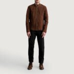 Zen Brown Suede Biker Jacket - Image 4